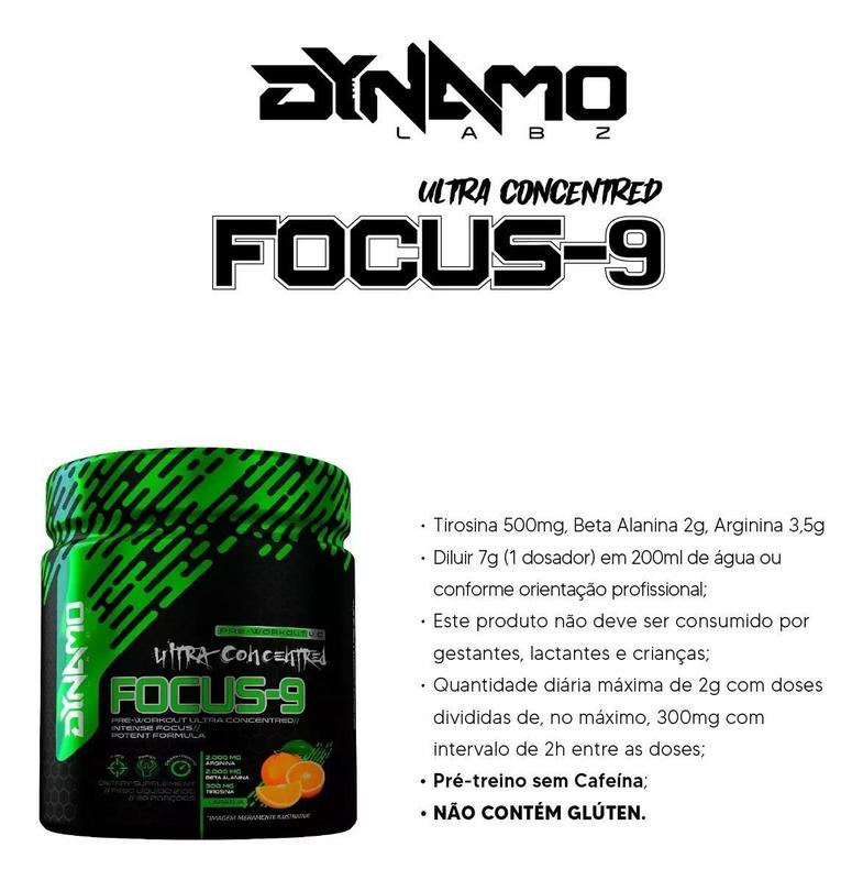 Pré Treino Focus-9 (210G) Dynamo Labz - Maçã Verde - Pré Treino